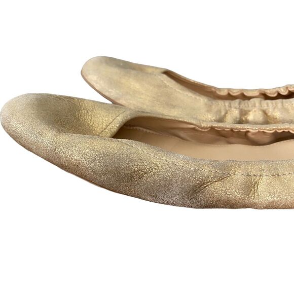 J.Crew Womens Size 7 Ballet Flats Gold Glitter Basic Casual Scrunch Slip On - Picture 6 of 12